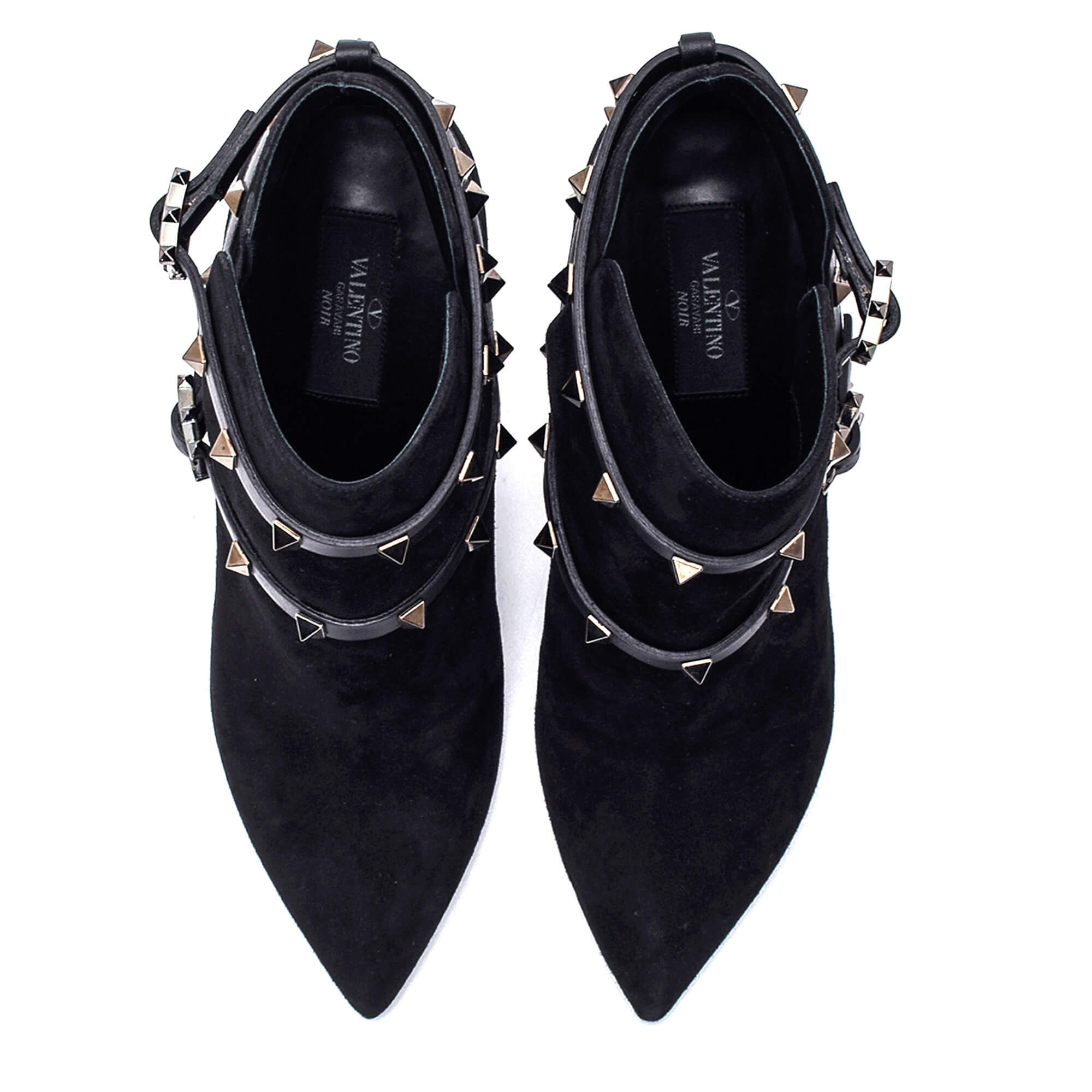 Valentino - Black Suede Rockstud Booties